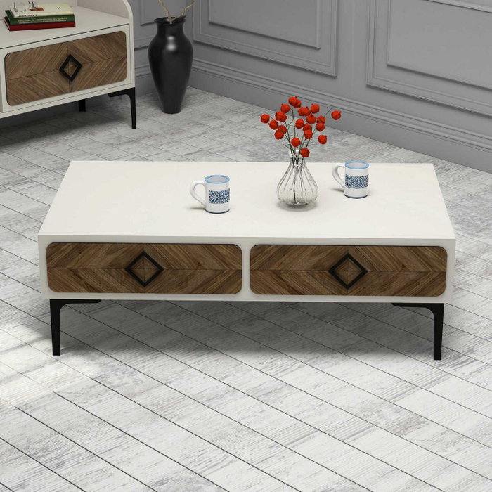 Hanah Home Samba Mesa de Centro Nogal y Crema Hanah Home Samba Mesa de Centro Nogal y Crema